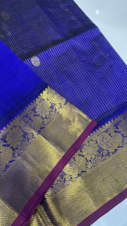 Zari Checks Pure Silk Cotton Saree