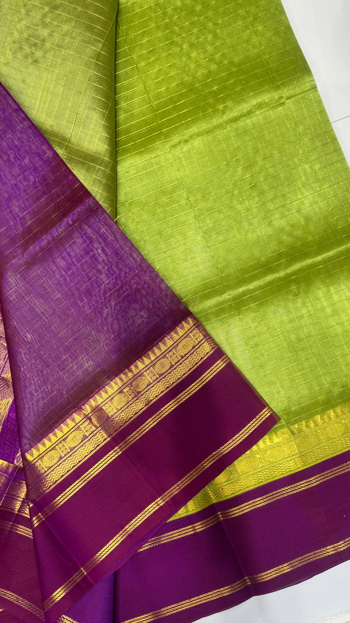 Zari Checks Pure Silk Cotton Saree with Korvai Border