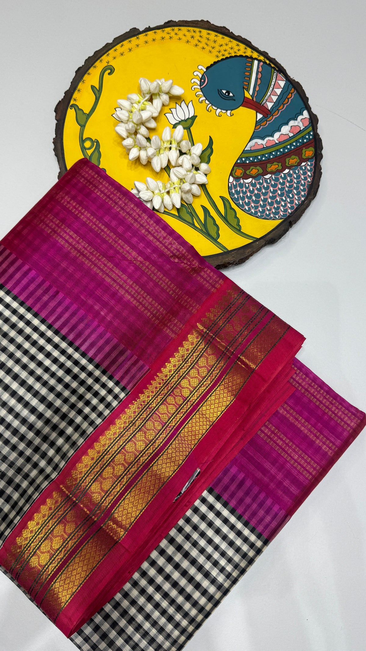 Checks Pure Silk Cotton with Korvai Border