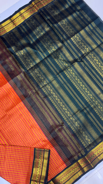 Checks Pure Silk Cotton with Korvai Border