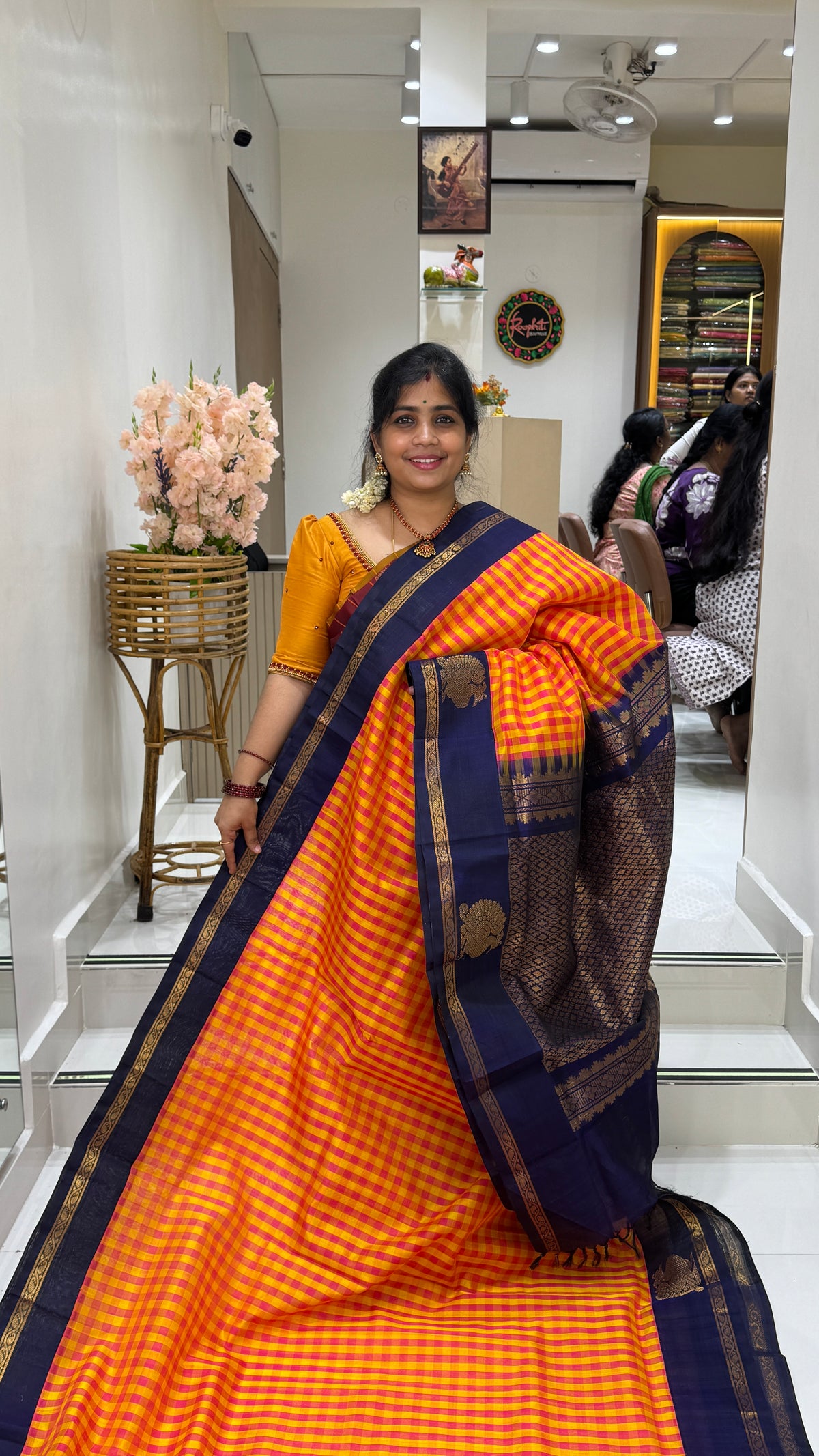 Checks Pure Silk Cotton with Korvai Border