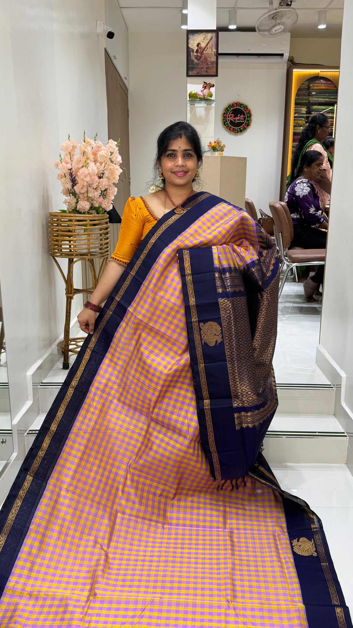 Checks Pure Silk Cotton with Korvai Border