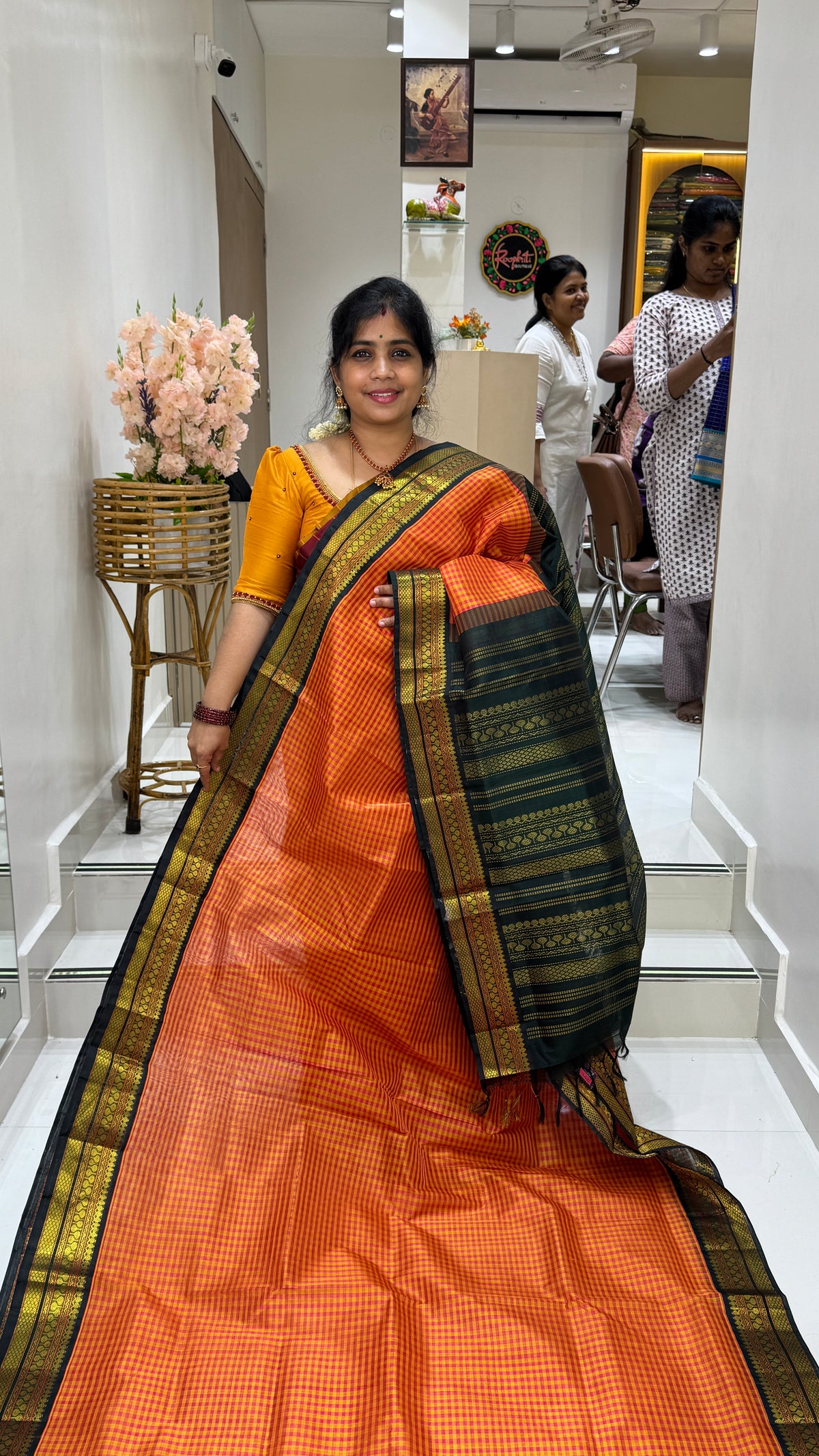 Checks Pure Silk Cotton with Korvai Border